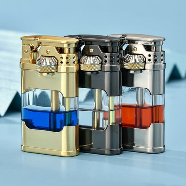 Kraftig synlig brændstoftank flint lighter til mænd synlig brændstoftank kerosenes lighter samlerobjekt til far Black Blue