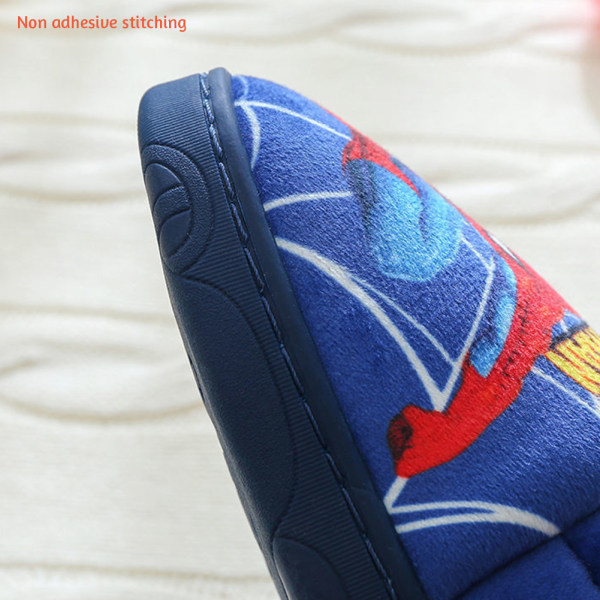 Barn Tofflor i bomullsmönster Fashionabla halkfria värmande skor för vardagsrum Bag Heel Blue 2425
