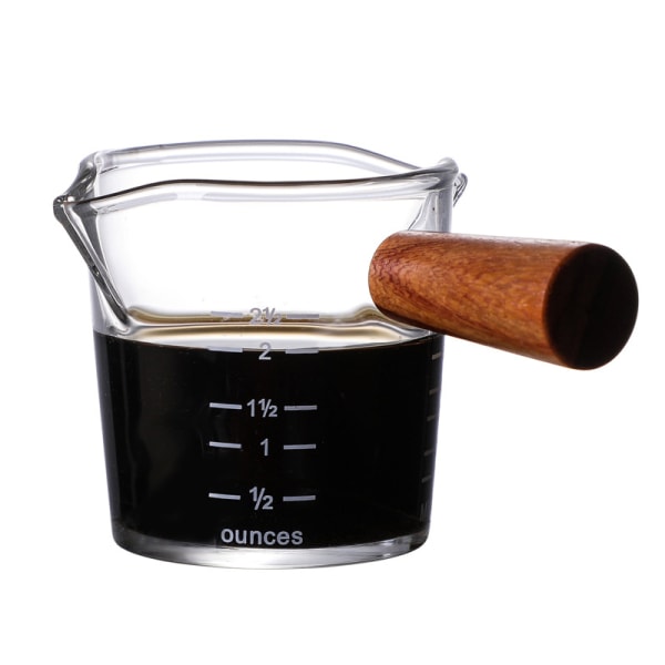 Värmebeständigt glasmätkopp med skalmjölkskopp med trähandtag Höga koppar av borosilikatglas 2