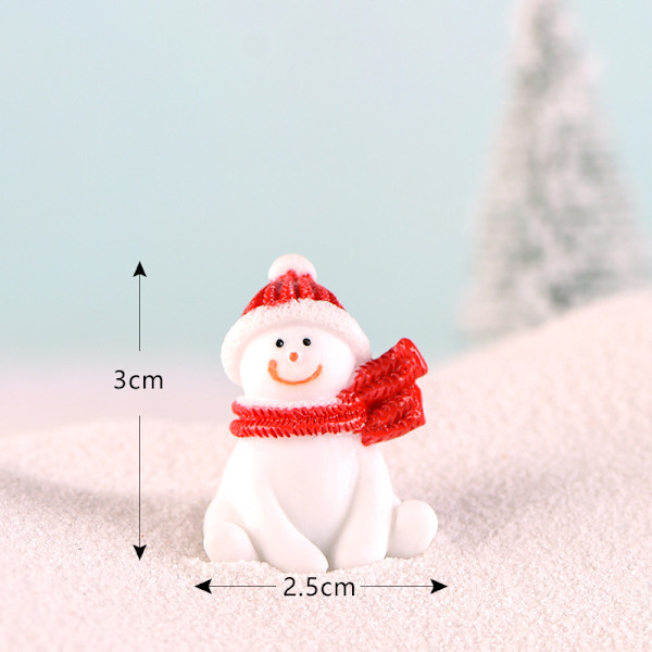 Jultema DIY Mini Miniatyrfigur Trädgårdsinredning Jultomten Snögubbe Mikrolandskap för juldekoration Knit Cap Snowman No. 3