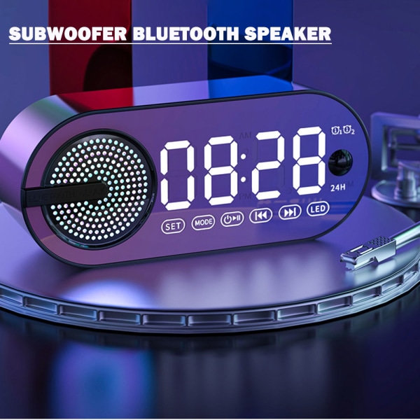 Bluetooth kompatibel AI-klocka Färgglad LED Digital Dispaly-klockalarm för sovrum Black