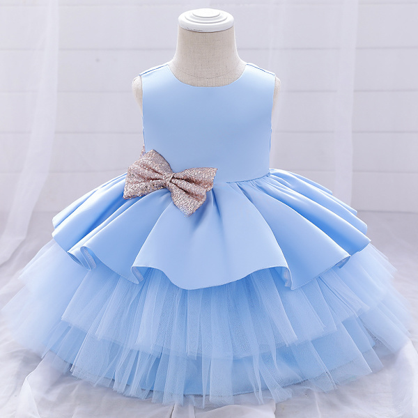 Söta ärmlösa prinsessklänningar för tjejer Mjuka matchande bekväma kläder Födelsedagspresent till döttrar Sky Blue 110cm