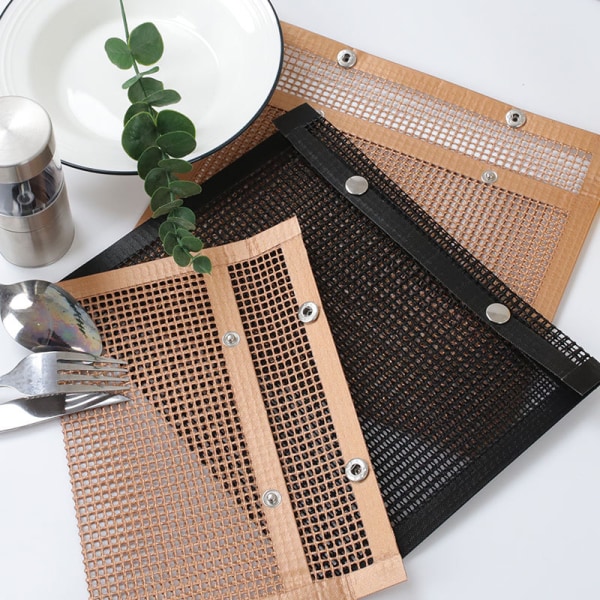 BBQ Grill Mesh Bag Återanvändbar Lätt att rengöra Non-Stick Mesh för utomhus picknick matlagning Grill Black 22*27CM