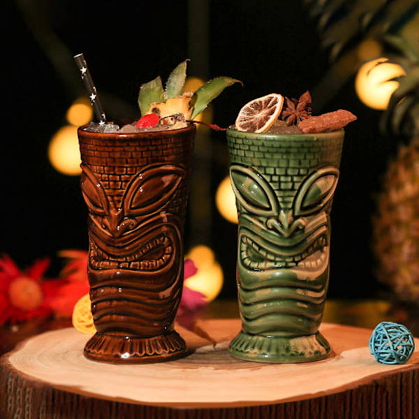 Härlig Hawaii-stil keramisk mugg Flerfunktions-återanvändbar kopp Hem Bar Party Drinkware C 415ML