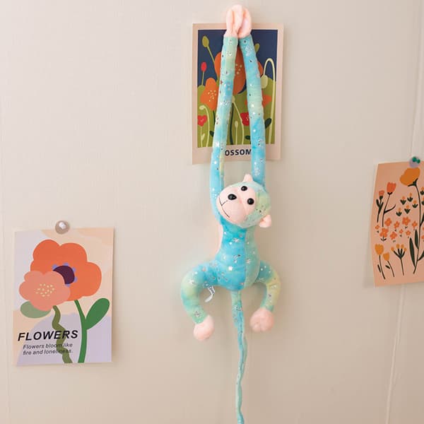 Färgglad Long Arm Monkey Doll Plyschleksak Mjuk Bekväm PP Bomull Kramdocka För Sovrum Vardagsrum Bright Light Blue