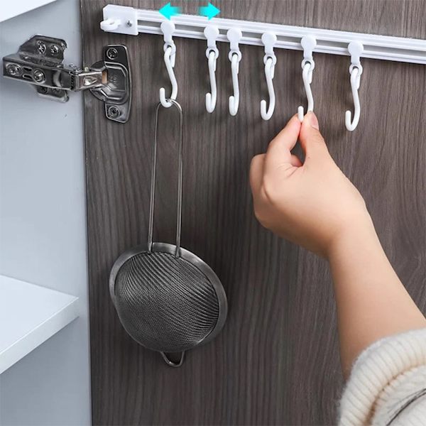 Multifunktionell glidskena krok med S krokar Stor kapacitet efterbehandling krok för köksskåp 30cm 1pc