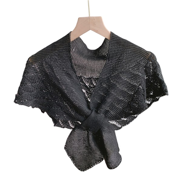 Mode Fishtail Mönster Liten Sjal Casual Bekväma Kläder För Kvinnor Flickor Kvinna Black