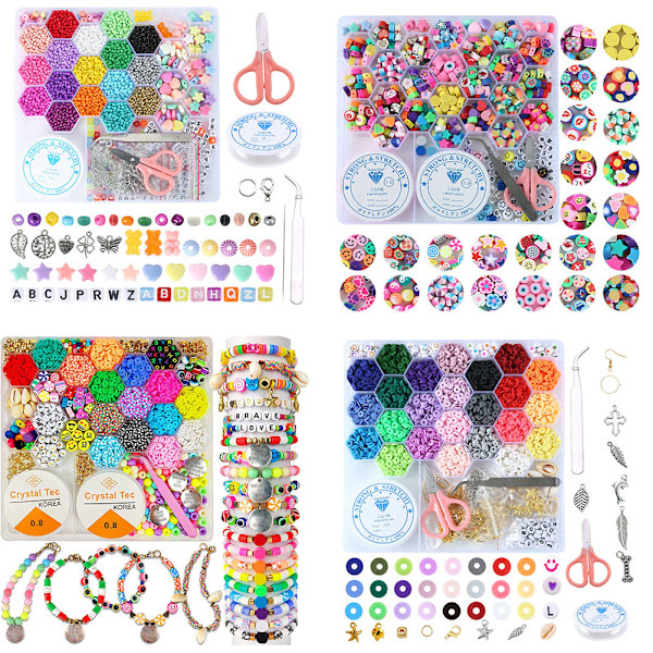 DIY färgglada pärlor Set Handgjorda pärlarmband gör tillbehör för barn flickor 5205PCS