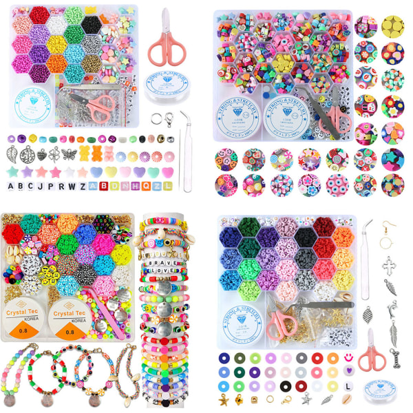 DIY färgglada pärlor Set Handgjorda pärlarmband gör tillbehör för barn flickor 526PCS