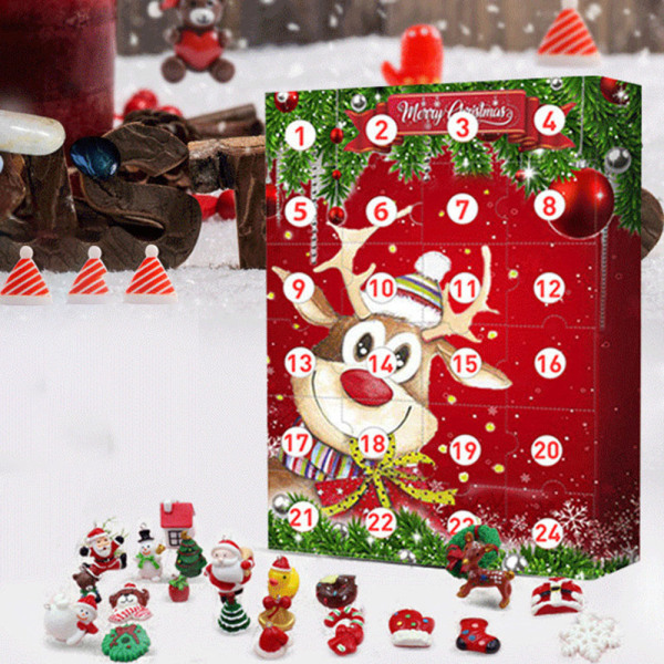 24 dagars hängsmycke Julöverraskningar Box Atmosphere Making Surprise Calendar Case för hem Red