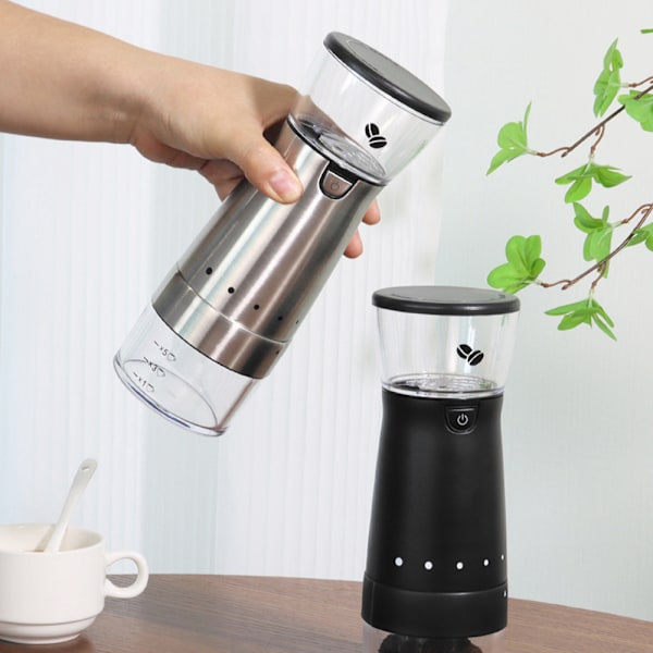 Elektrisk automatisk kaffebönkvarn Praktisk synlig återanvändbar kvarn för kaffeälskare Black