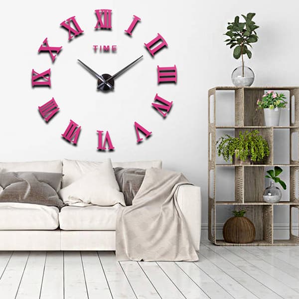 DIY överdimensionerad spegel väggklocka Snygg 3D-effekt väggklocka för vardagsrummet sovrum hemdekorationer Silver
