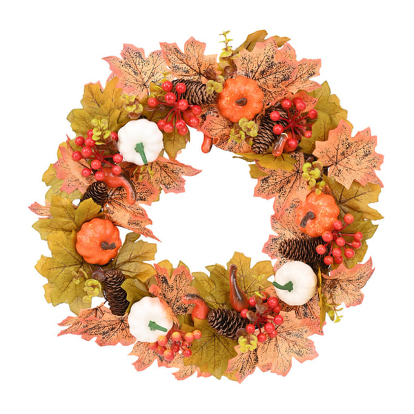 Höstkransar för ytterdörr, höstdörrkrans med pumpalönnlöv Halloween Wreath