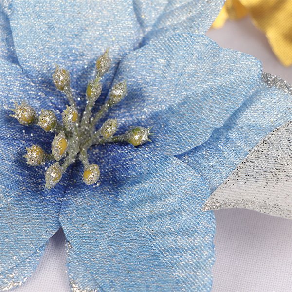 10st konstgjord julstjärna Blomma Jul Dekorativ Glitter Blomma Julgran Bröllopsdekoration Golden Edge 10pcs