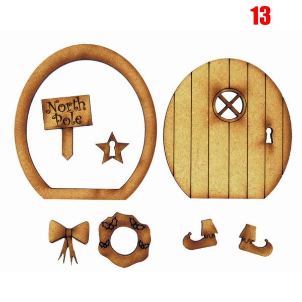 Fairy Tale Trädörr Dekoration Kit Dockhus Miniatyrmöbler 3D DIY Hantverk Prydnad för Utomhusgård 13