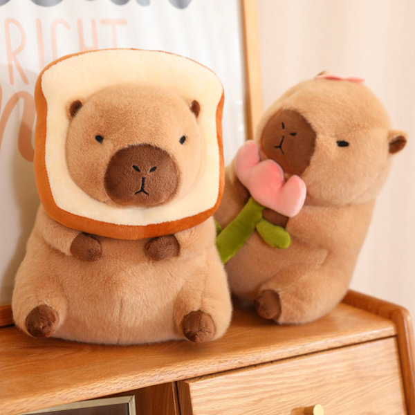 Tecknad Capybaras plyschleksak med sött cover Bekväm plyschfyllning, slängkudde för sovrum, vardagsrum 30cm