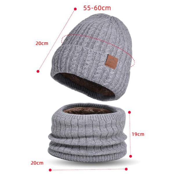 Stickad mössa för herr Halsdukshandskar Tredelat set Comfy Keep Warm Kalltät mössa för vintern Dagligt slit Black Two piece