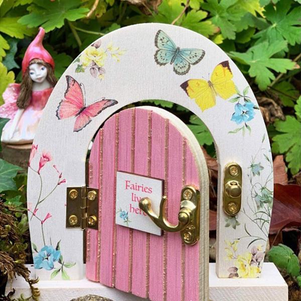 Miniatyr trä Fairy Door Feer Festtema Dekorationer Trädgård sovrum Tillbehör Present för barn