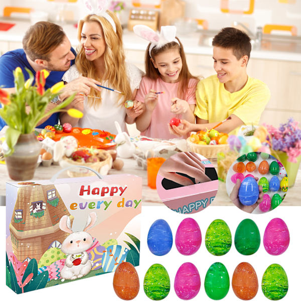 Påskägg med Klämleksaker i Ägg, Stressavlastning Squishy Leksaker för Barn Vuxna 24pcs Eggs