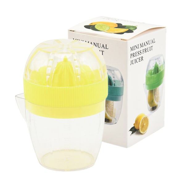 PP Plast Apelsin Juicer Citronpress Pressfrukt Juicing Cup Mini Manuell Juicer Light Yellow Color Box