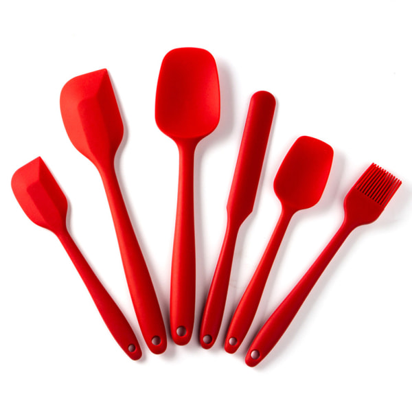 6st silikonspadar Set Värmebeständig non-stick bakredskap Set för matlagning Bakning Mixa Köksmaterial Black
