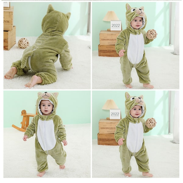 Barn Flanell Plysch Overall Söt Cartoon Djur Design Huva Onesie Pyjamas Yellow Hedgehog 80