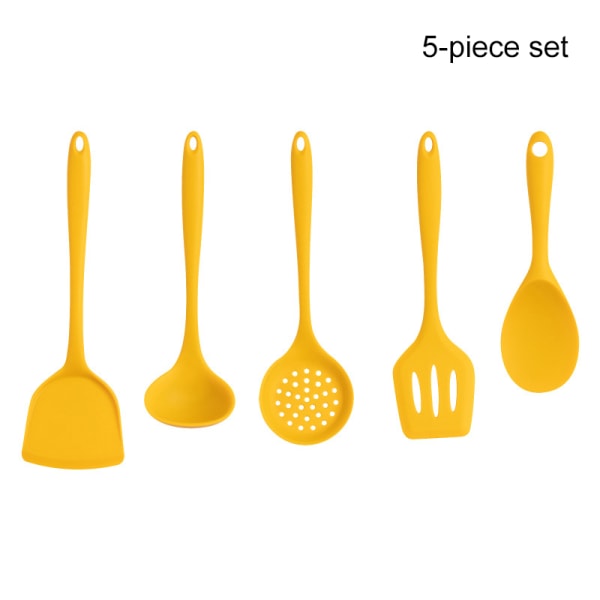 1/5-pack Silikon Köksredskap Set För Matlagning Bakning Gul Non Stick Spatel Set Värmebeständig Köksprylar Ladle X1