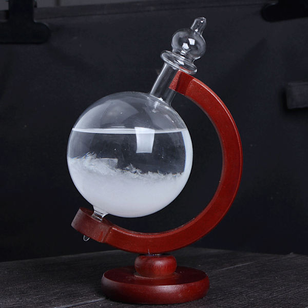 Globformad Storm Glasflaska Väderstation Desktop Väderprognos Transparent Glas Storm Ball Heminredning C