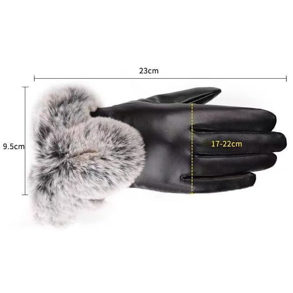 Sammetar Imitation Kaniner Päls PU Handskar Bekväma Andningshandskar För Kvinnor Flickor Black One Size