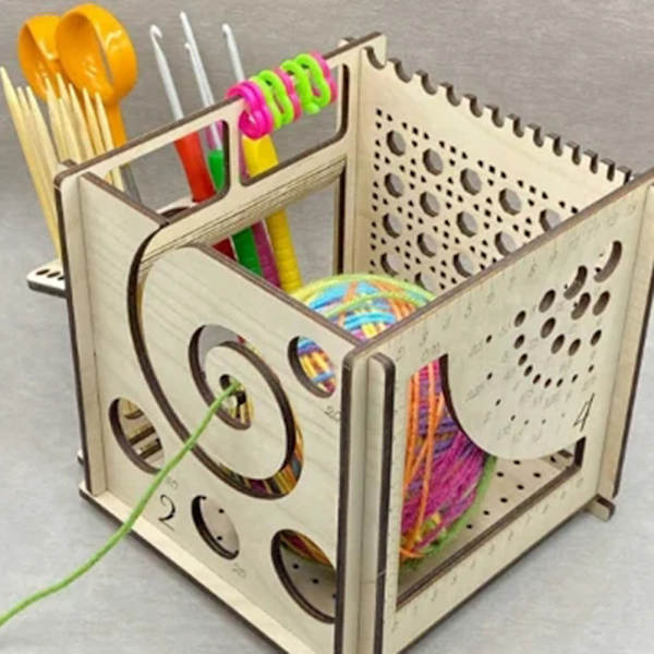 Multifunktionell trägarnskål Undviker trassel Trägarnställ för mössor Halsdukar Stickade 15*15 * 16cm