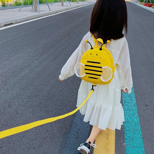 Pojkar Flickor Bee Shape Ryggsäck Tecknad Barn Ryggsäck Med Säker Anti-förlorade koppel Dragkedja Design Dagis leverans Yellow