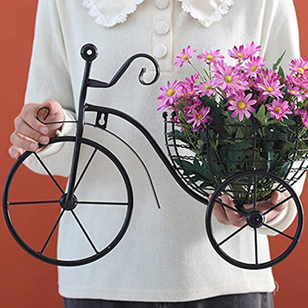 Smidesjärn Hängande Väggprydnad Retro Cykel Blomma Korg För Hem Vardagsrum Sovrum Dekoration White