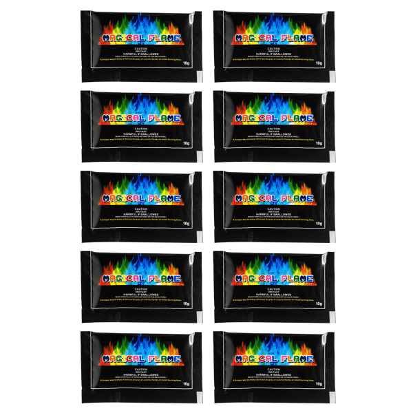 10-pack Magics Colorful Fire Powder Portable Color Flames-paket för brasor Eldstäder 10g 10pcs