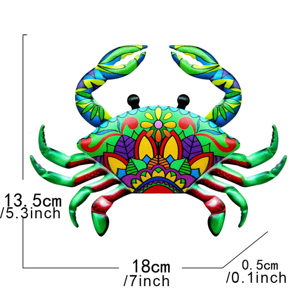 Metallväggkonstdekoration Färgglad krabbastaty Kreativa vägghängande prydnadsföremål för hem vardagsrum trädgård Green