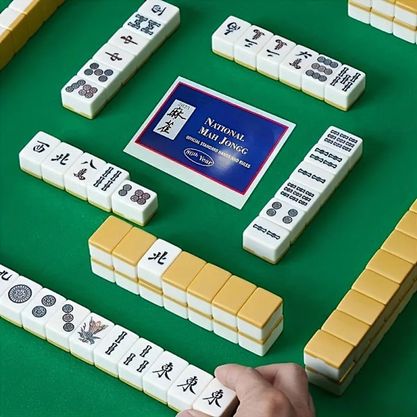 2023 Mah Jongg Scorecard Regler Kort Lättvikts bärbar Mahjong Instruktion för spel Mahjong Blue 4pcs