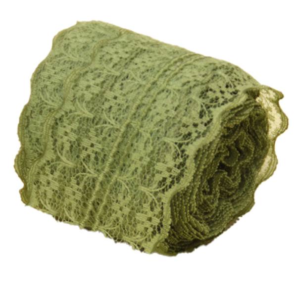 10 m spetsbandsrulle 4,5 cm bred icke-elastisk färgglad spets DIY broderi dekoration för sömnad inslagning bröllop Green