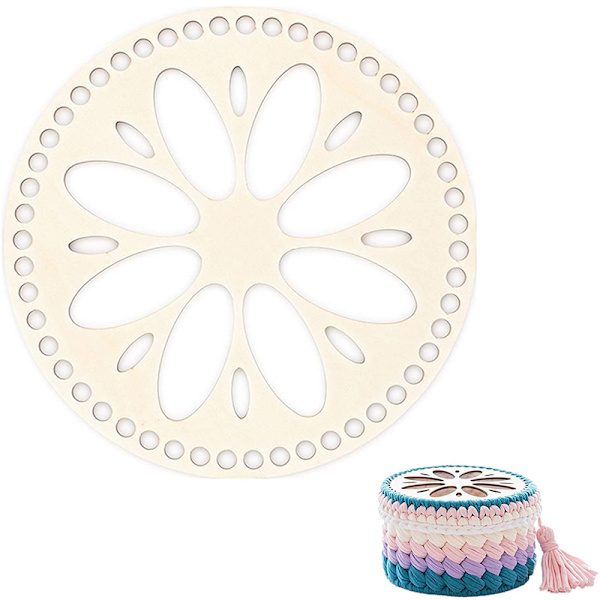 2 ST Träplattor för stickning Virkad vävd korgpåse Botten/ Cap Vävning Craft Shaper med hål för DIY 3
