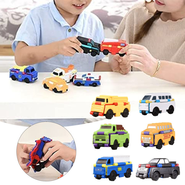 3st Tecknad Transform Toy Car For Kid Intressant Pussel Leksaker För Barn Barn Pojke Flicka B