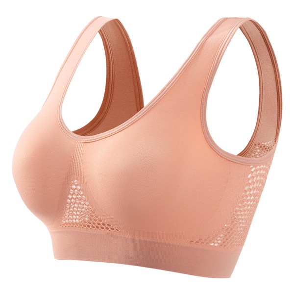 Dam ihåliga sport-bh Seamless Fit linne underkläder för kvinnor dagligt slitage Pink 4XL