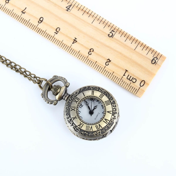 Retro Fickur Pocket Watch Halsband Kedja Klockor med Romerska Siffror och Nummer Visa Födelsedagspresenter Bronze
