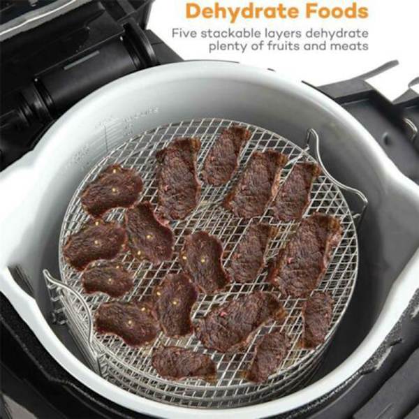 5 lager rostfritt stål Grillställ Grillspett Grill Bakplåtsställ för Air Fryer 8qt gryta Black