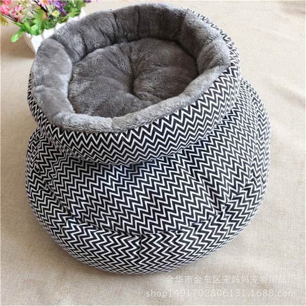 Pet Kudde För Hund Katt Förtjockning Mjuk Valp Sovbon Rund Form Black L