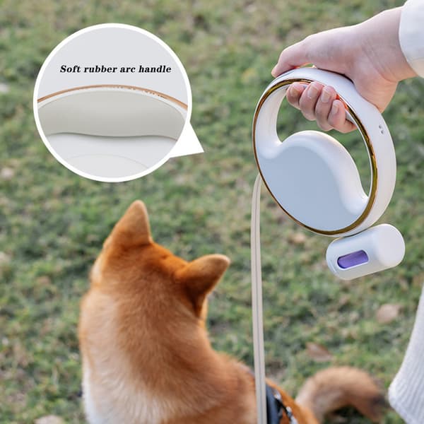 Infällbart hundkoppel med LED-lampor för små medelstora hundar White
