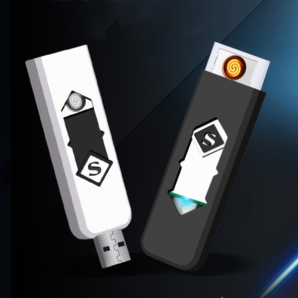 Smart Touch Sensor Elektrisk tändare Bärbar USB uppladdningsbar vindtät tändare Black White Suction Card