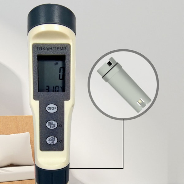 3 i 1 TDS-PH-Temp vattentestpenna Multifunktionell noggrannhetstestpenna för dricksvattenakvarier 3 in 1
