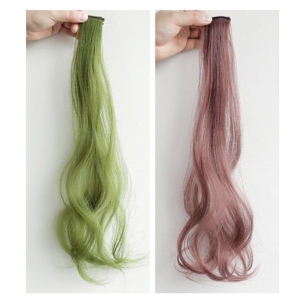 Färgglada klipp på hårförlängningsstycke Lång lockig peruk Högtemperaturtråd Modefest Highlight Syntet hårstycke Grapefruit Powder