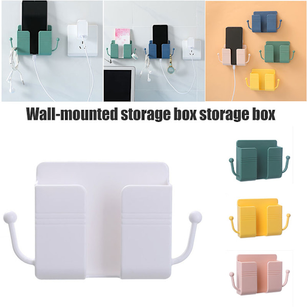 Fjärrkontroll Mobiltelefon Plugg Vägghållare Självhäftande Punch Gratis förvaringsställ Flerfunktionshushåll Mix Color 5PCS