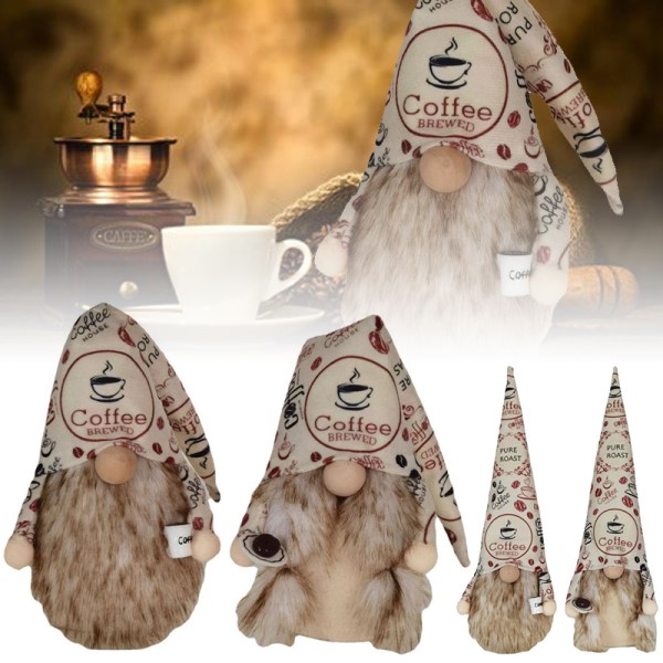 Härlig Kaffe Gnome Ornament Plysch Ansiktslös docka Kreativa presenter Till Hem Vardagsrum Restaurang Dekoration Male