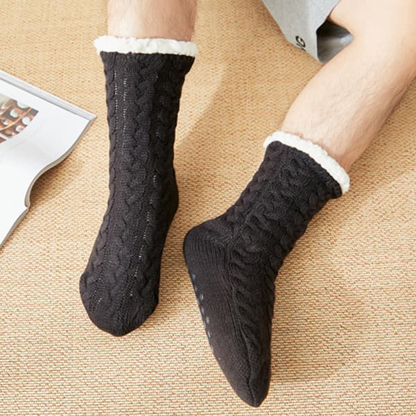 1 Par Herr Indoor Golvstrumpor Varm Stretchig Andas Mjuk Tjock för Vinterhem Dark Gray