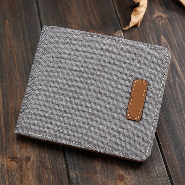 Kort canvas plånbok herr Japansk koreansk version Casual Retro Pengar Klämma Horisontell Slim Card Horder Gray Horizontal